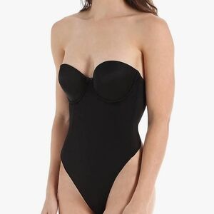 Women's Black Strapless Shapewear Bodysuit